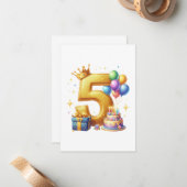 5. Geburtstag Gold Mitteilungskarte (Vorderseite/Rückseite Beispiel)