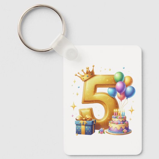 5. Geburtstag Gold Schlüsselanhänger (Vorderseite)