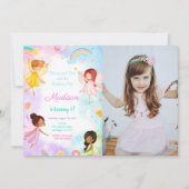 5. Geburtstag Golden Fairy Party Foto Einladung (Vorderseite)