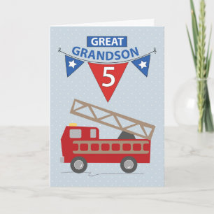 5. Geburtstag Großer Enkel, Feuerwehrauto Karte