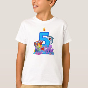 5. Geburtstag Hai & Schatztruhe Ozean-Thema T-Shirt