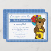 5. Geburtstag Junge Einladungen Teddy Bären Zug (Vorne/Hinten)