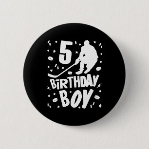 5. Geburtstag Junge Eishockey Kinder 5 Jahre altes Button