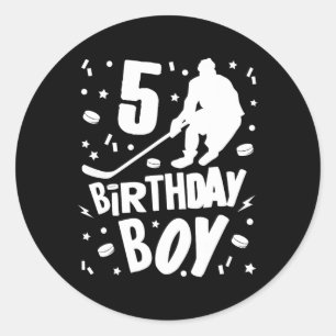 5. Geburtstag Junge Eishockey Kinder 5 Jahre altes Runder Aufkleber
