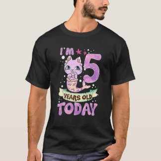 5. Geburtstag Katze Meerjungfrau Mercat Kitty Gesc T-Shirt