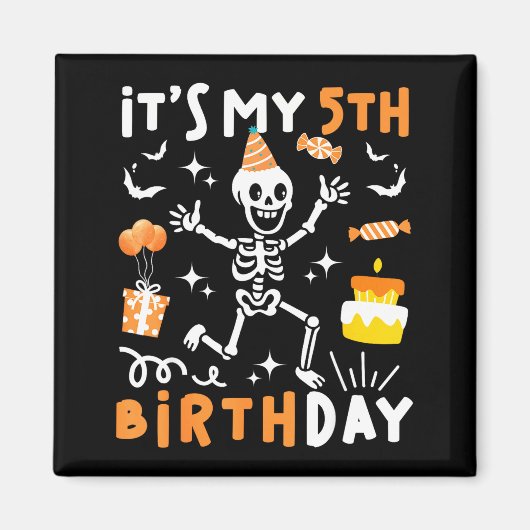 5. Geburtstag Kinder lustiges Skelett 5. Geburtsta Magnet (Vorne)