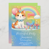 5. Geburtstag Kitten Rainbow Party Einladung (Vorne/Hinten)