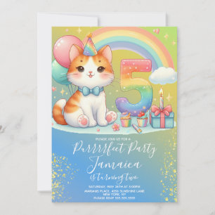 5. Geburtstag Kitten Regenbogen Party Einladung