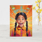 5. Geburtstag lateinamerikanischer Pop Art Style Karte (Gelbe Blume)