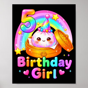 5. Geburtstag Mädchen Dumpling Kawaii Pastell Anim Poster