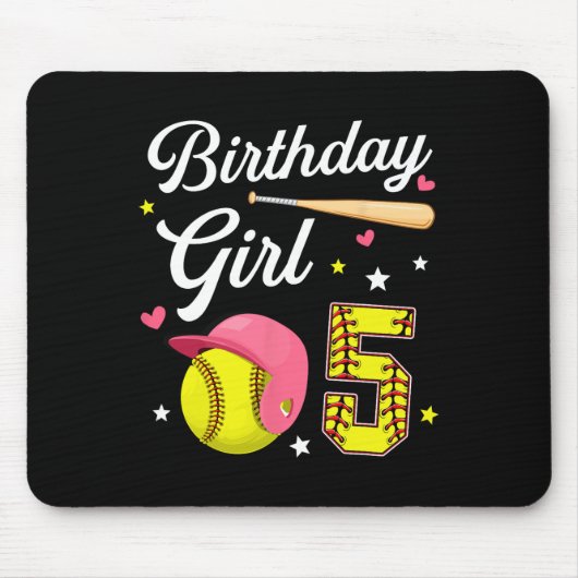 5. Geburtstag Mädchen Softll Fünfter Geburtstag 5 Mousepad (Vorne)
