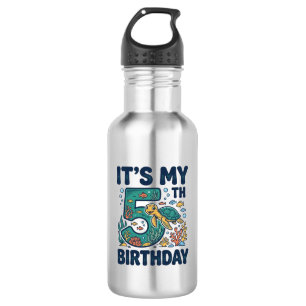 5. Geburtstag Meeresschildkröte Unterwasser-Vektor Edelstahlflasche