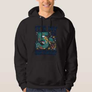 5. Geburtstag Meeresschildkröte Unterwasser-Vektor Hoodie