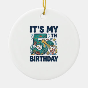 5. Geburtstag Meeresschildkröte Unterwasser-Vektor Keramik Ornament