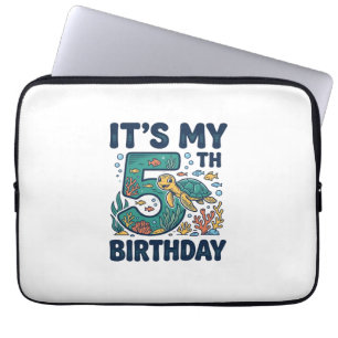 5. Geburtstag Meeresschildkröte Unterwasser-Vektor Laptopschutzhülle