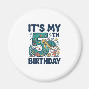 5. Geburtstag Meeresschildkröte Unterwasser-Vektor Magnet