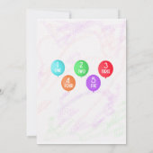 5. Geburtstag mit farbenfrohen Ballons Einladung (Rückseite)
