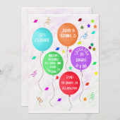 5. Geburtstag mit farbenfrohen Ballons Einladung (Vorne/Hinten)