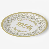 5. Geburtstag Modernes Zahlenmuster Gold/Weiß Pappteller (Schrägansicht)