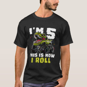 5. Geburtstag Monster Truck Dinosaur Junge Kinder T-Shirt