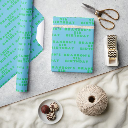 5. Geburtstag Niedlich Blue Simple Modern Junge Geschenkpapier (Kunsthandwerk)