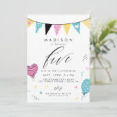 5. GEBURTSTAG | Niedlich Doodle Birthday Party Einladung (Stehend Vorderseite)