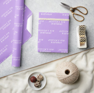 5. Geburtstag Niedlich Girly Lila Simple Modern Gi Geschenkpapier