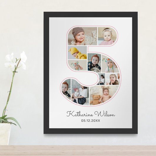 5. Geburtstag Nr. 5 Foto Collage Kids Kinderzimmer Poster