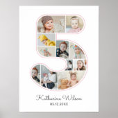 5. Geburtstag Nr. 5 Foto Collage Kids Kinderzimmer Poster (Vorne)