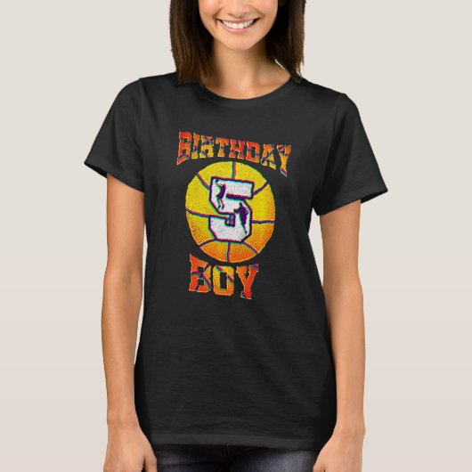 5. Geburtstag Outfit Boy Basketball Fünfjährig T-Shirt (Vorderseite)