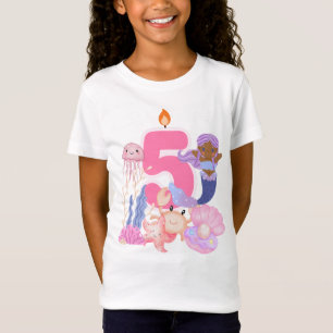 5. Geburtstag Pastell-Meerjungfrau & Meerestiere T-Shirt