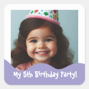 5. Geburtstag Personalisiertes Foto Gastgeschenke Quadratischer Aufkleber
