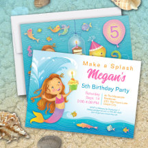 5. Geburtstag Pink Mermaid Einladung