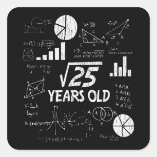 5. Geburtstag Quadratwurzel Mathe 5 Jahre altes Ge Quadratischer Aufkleber