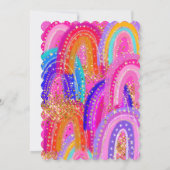 5. Geburtstag Rainbow Hot Pink Scalloped Einladung (Rückseite)