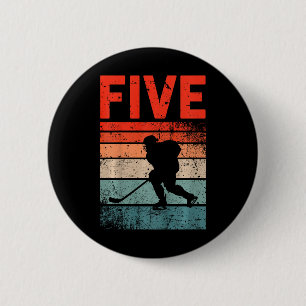 5. Geburtstag Retro Eishockey 5 Jahre alter Junge  Button