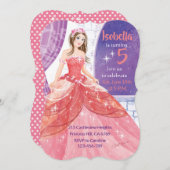 5. Geburtstag, rosa Prinzessaktivität Einladung (Vorne/Hinten)