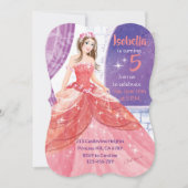 5. Geburtstag, rosa Prinzessaktivität Einladung (Vorderseite)