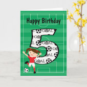 5. Geburtstag Rot und Weiß Fußball Mädchen 1 Karte (Gelbe Blume)