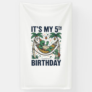 5. Geburtstag Schildkröte Hängematte Vintage Gravu Banner
