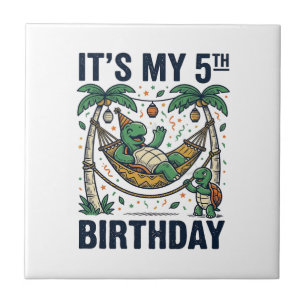 5. Geburtstag Schildkröte Hängematte Vintage Gravu Fliese
