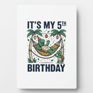 5. Geburtstag Schildkröte Hängematte Vintage Gravu Fotoplatte