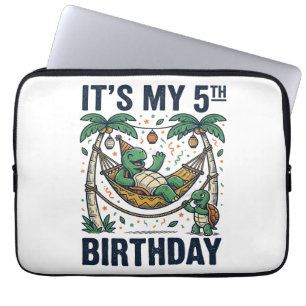 5. Geburtstag Schildkröte Hängematte Vintage Gravu Laptopschutzhülle
