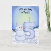 5. Geburtstag Schneemann Schnee Fünf Karte (Vorderseite)