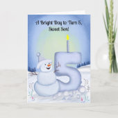 5. Geburtstag Schneemann Schnee Karte (Vorderseite)