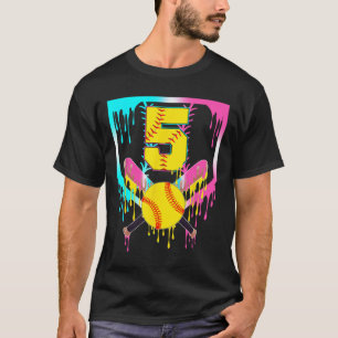 5. Geburtstag Softll Home Plate Tropf Eiscreme 5 J T-Shirt