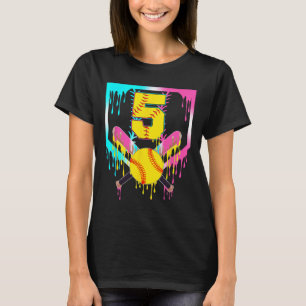 5. Geburtstag Softll Home Plate Tropf Eiscreme 5 J T-Shirt