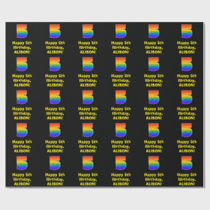 5. Geburtstag: Spaß, farbenfroher Regenbogen Inspi Geschenkpapier