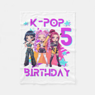 5. Geburtstag Süße Chibi Kpop Lustiger 5. Geburtst Fleecedecke