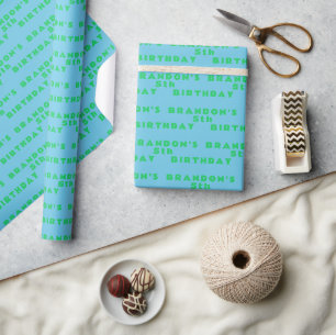 5. Geburtstag Süßer Blau Einfacher Moderner Junge Geschenkpapier